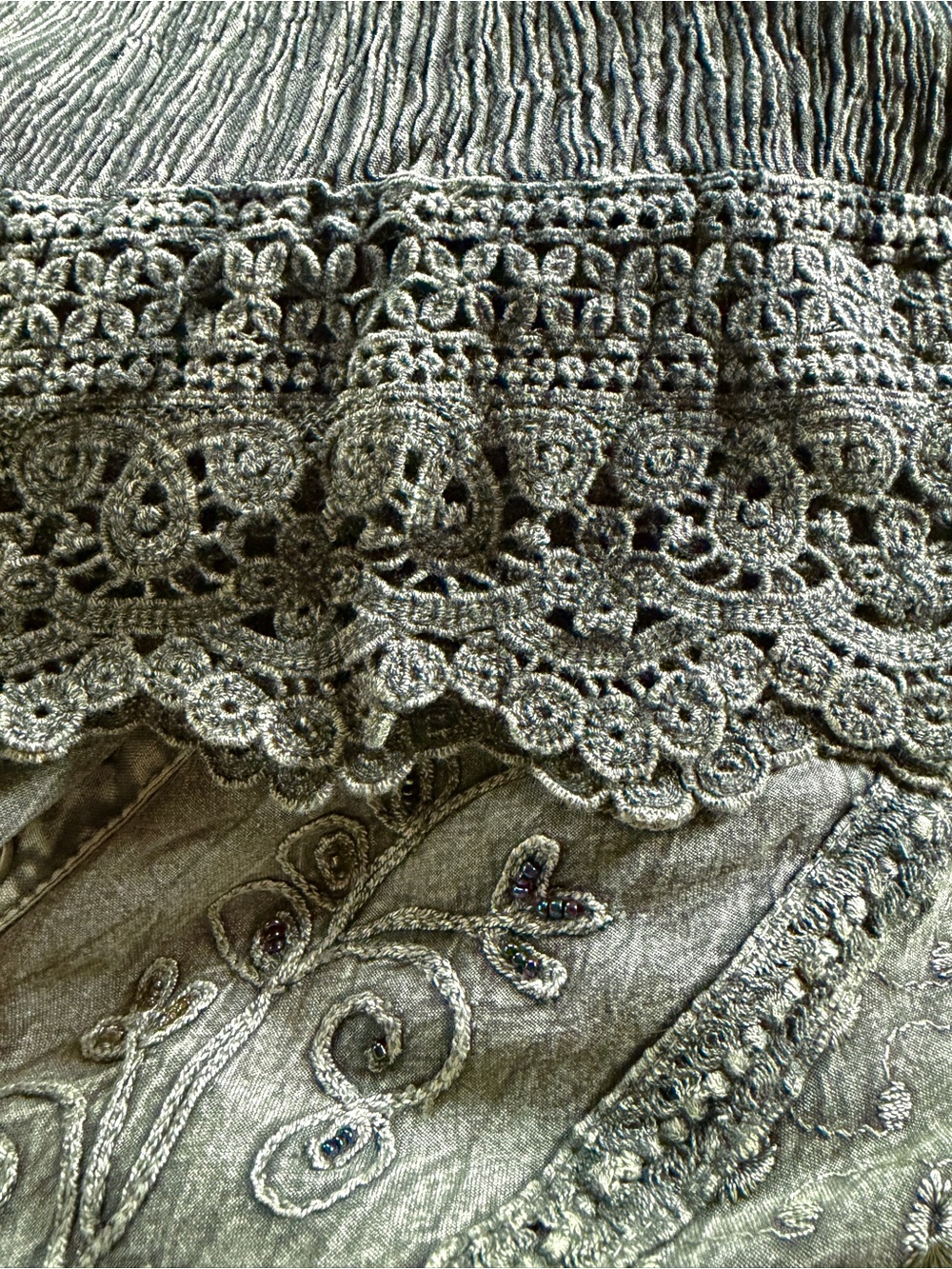 Young Threads Embroidered Olive Green Tunic Dress - Picture 6 of 9